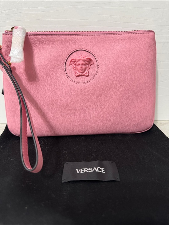 Versace Handbags - Versace Pink Leather Wristlet Pouch NEW with Dustbag and cards